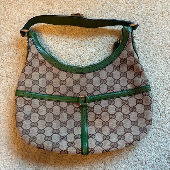 SOLD Perfect Condition: Gucci Reins Beige and Green Women's Bag - Picture 3 of 11